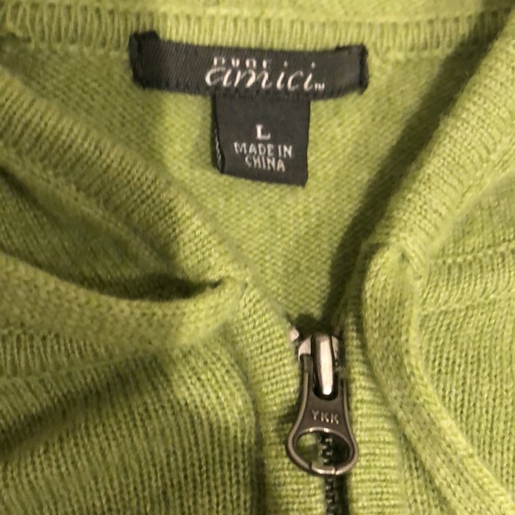 Cashmere Set PURE AMICI Ombre in green Sz L/XL(hooded cardigan/tanktop) - Picture 4 of 11